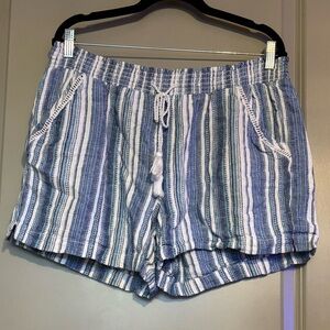 Briggs New York High Waist Striped Shorts - Blue and White